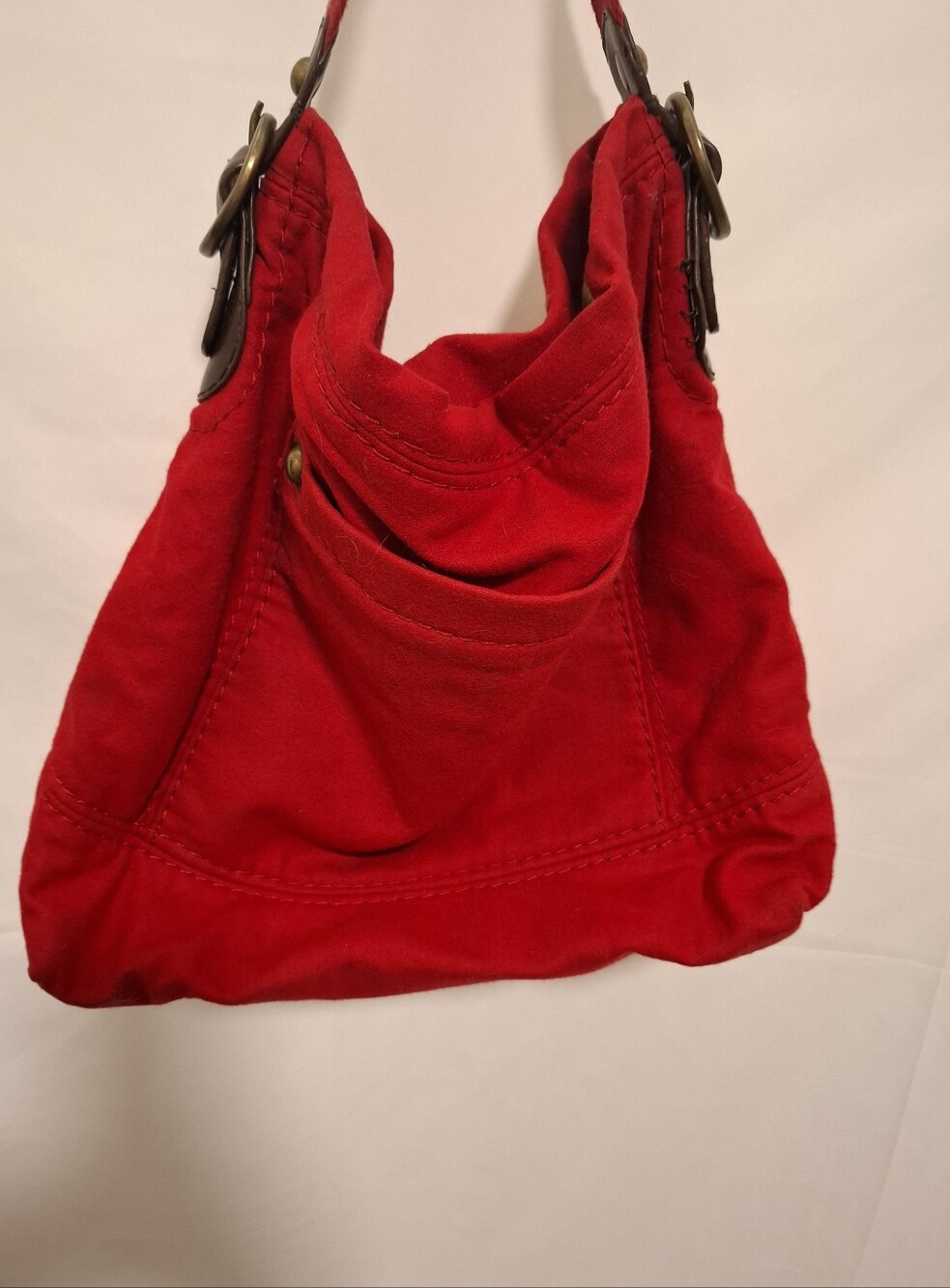 Vintage Y2K GAP Red Wool Felt Hobo Shoulder Bag – Slouchy Utility Satchel
